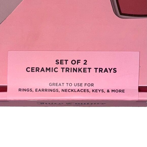 Juicy Couture Home Set of 2 Ceramic Trinket Trays Pink Heart & Red Cherries - Picture 2 of 8